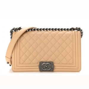 CHANEL
Calfskin Quilted Medium Boy Flap Beige